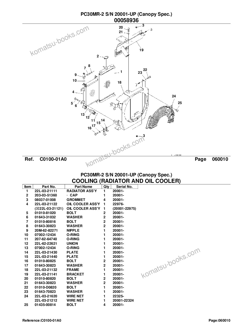 Komatsu pc30mr-2 s/n 20001-up canopy spec. Parts catalog cover Page 10