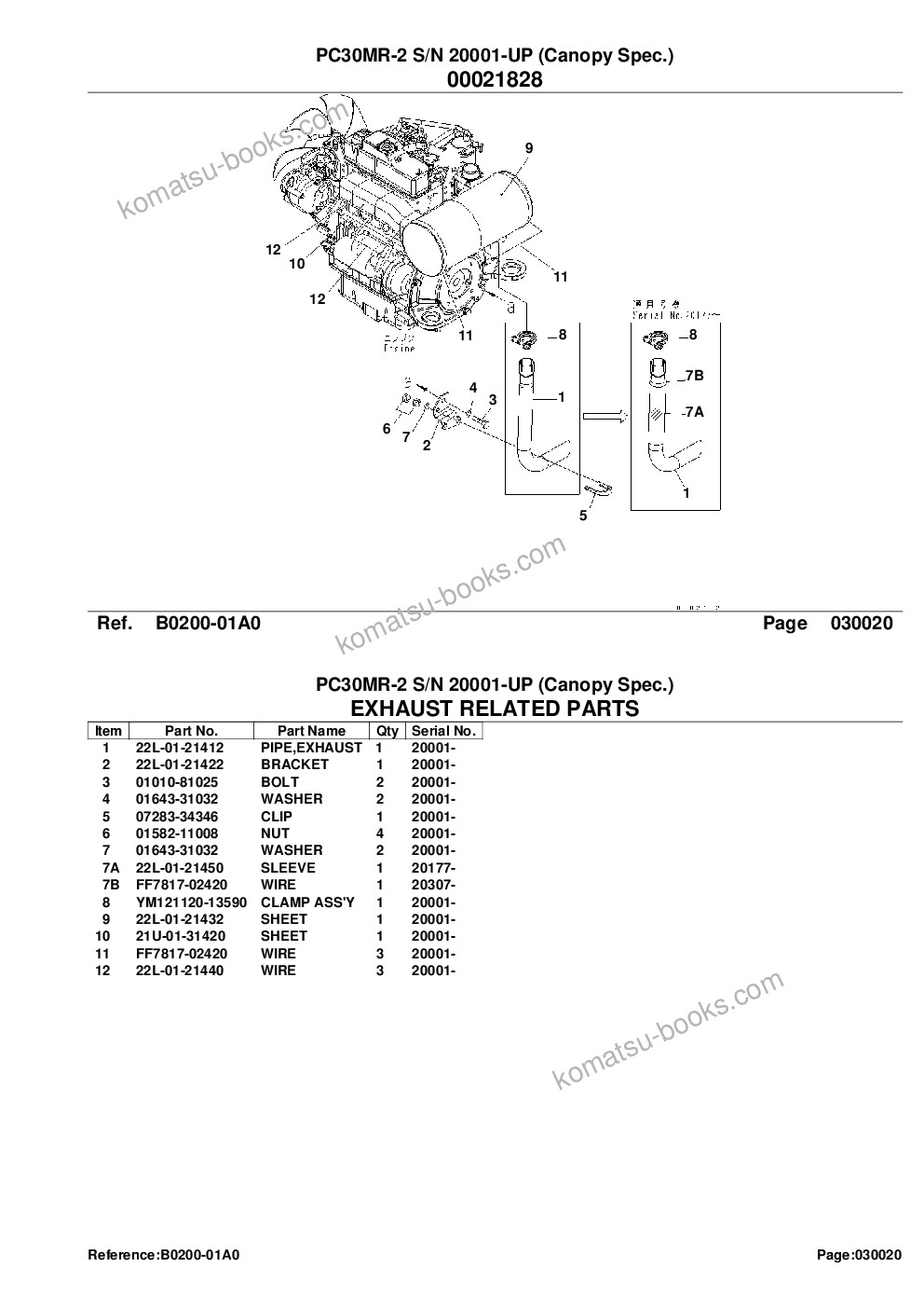 Komatsu pc30mr-2 s/n 20001-up canopy spec. Parts catalog cover Page 4