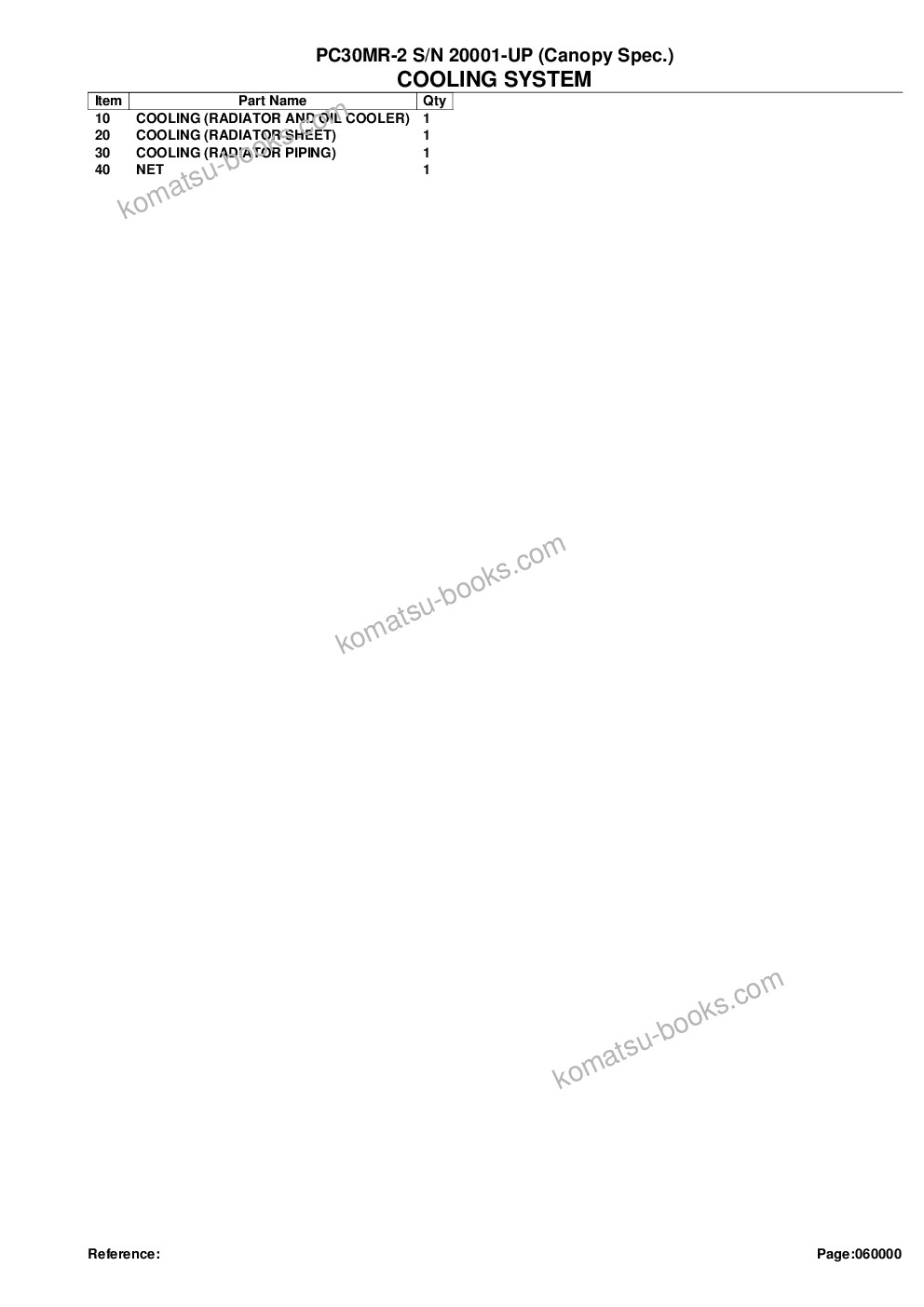 Komatsu pc30mr-2 s/n 20001-up canopy spec. Parts catalog cover Page 9