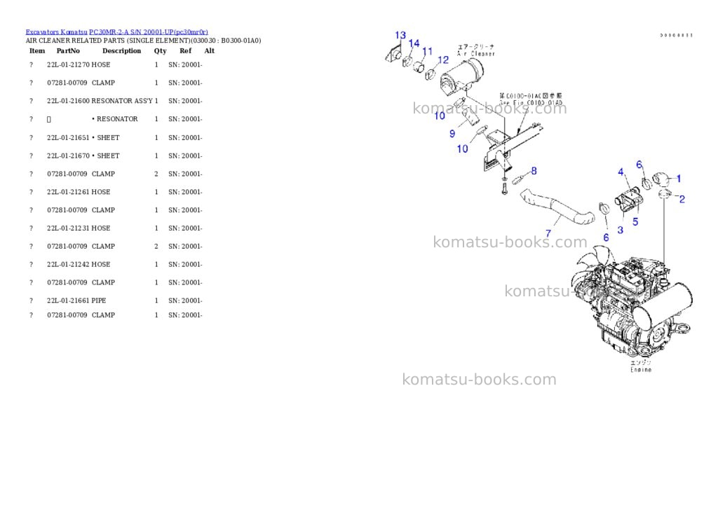 Komatsu pc30mr-2-a s/n 20001-up Parts catalog cover Page 2