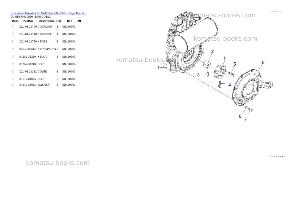 Komatsu pc30mr-2-a s/n 20001-up Parts catalog cover Page 3