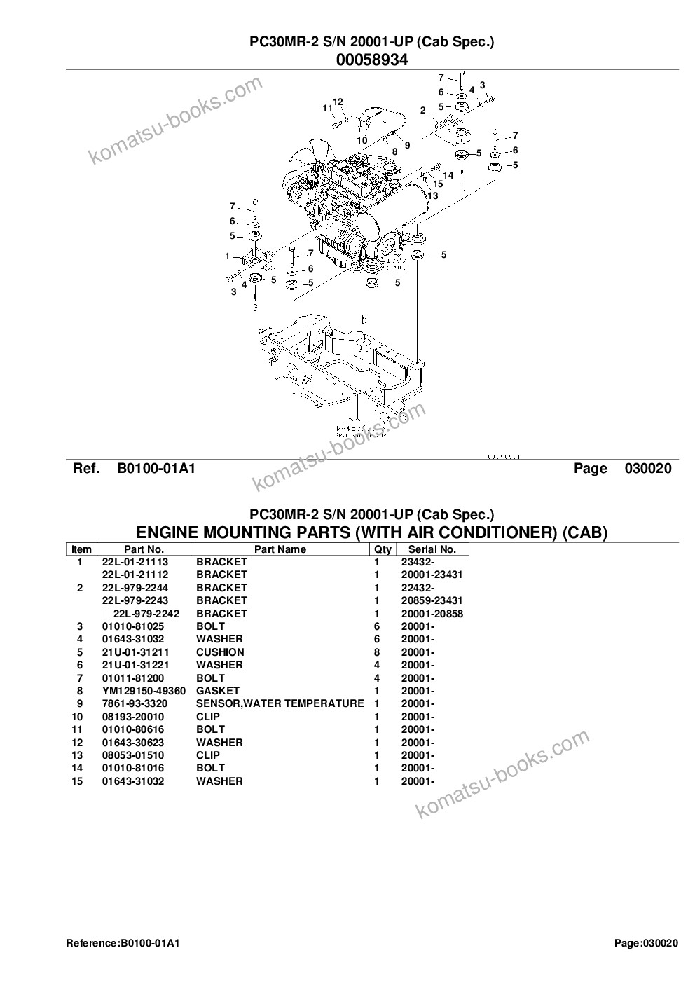 Komatsu pc30mr-2 s/n 20001-up cab spec. Parts catalog cover Page 4
