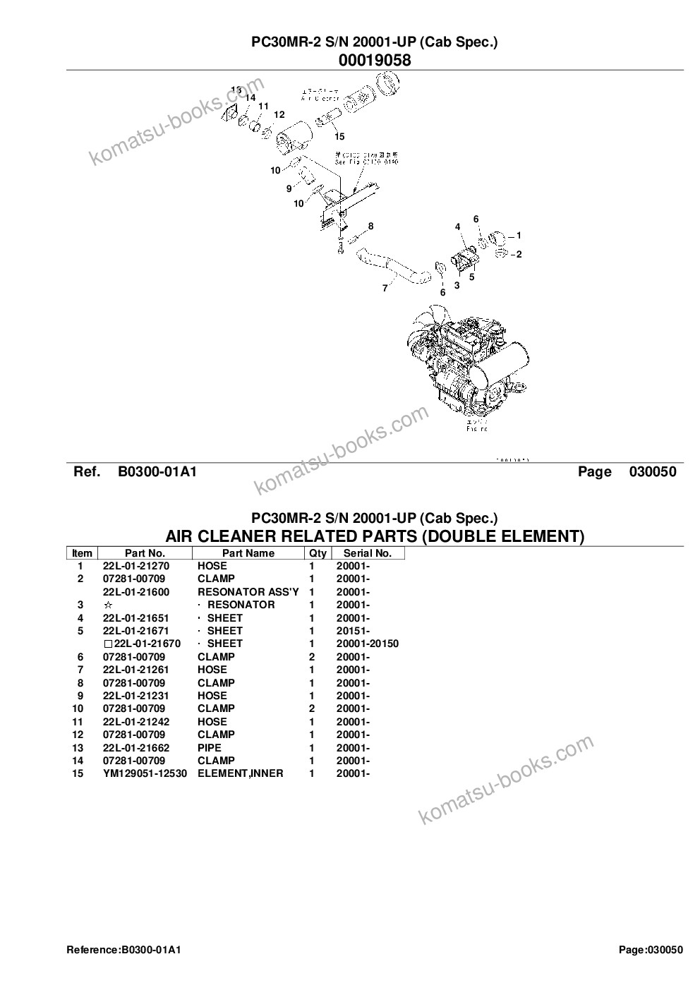 Komatsu pc30mr-2 s/n 20001-up cab spec. Parts catalog cover Page 7