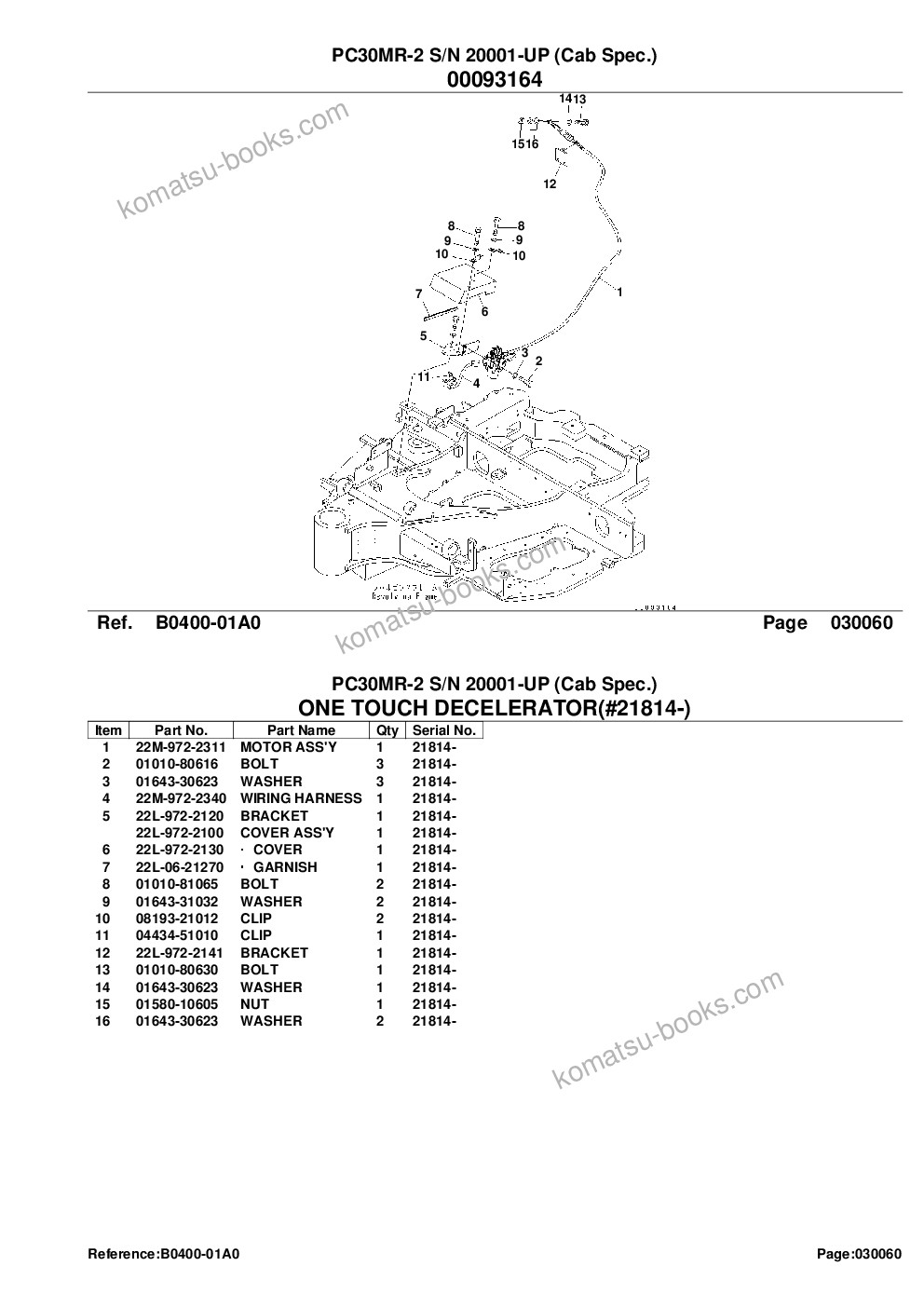 Komatsu pc30mr-2 s/n 20001-up cab spec. Parts catalog cover Page 8
