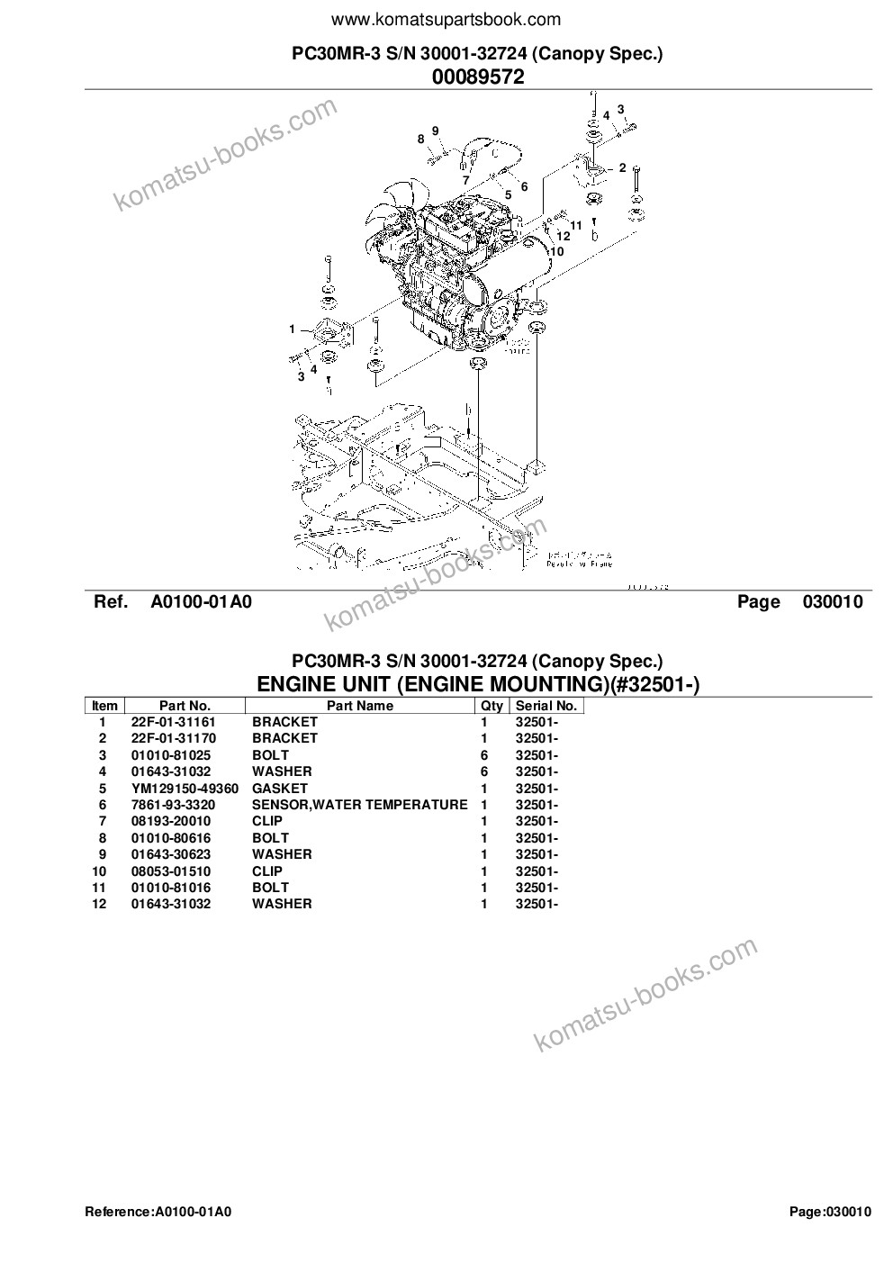Komatsu pc30mr-3 s/n 30001-32724 canopy spec. Catálogo de piezas cover Page 3