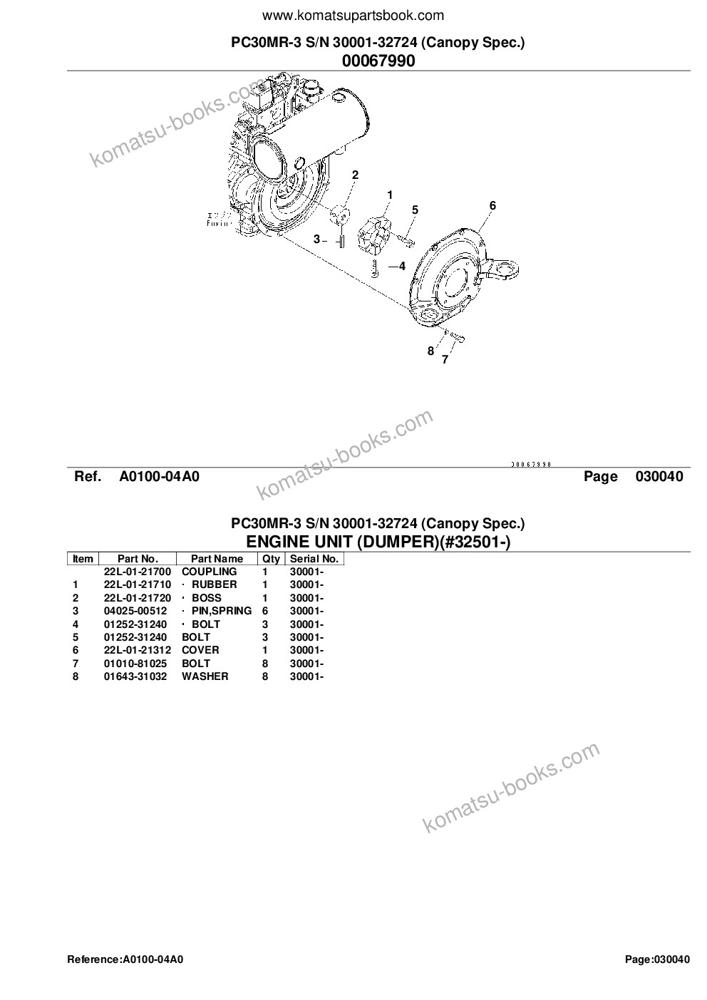 Komatsu pc30mr-3 s/n 30001-32724 canopy spec. Catálogo de piezas cover Page 6