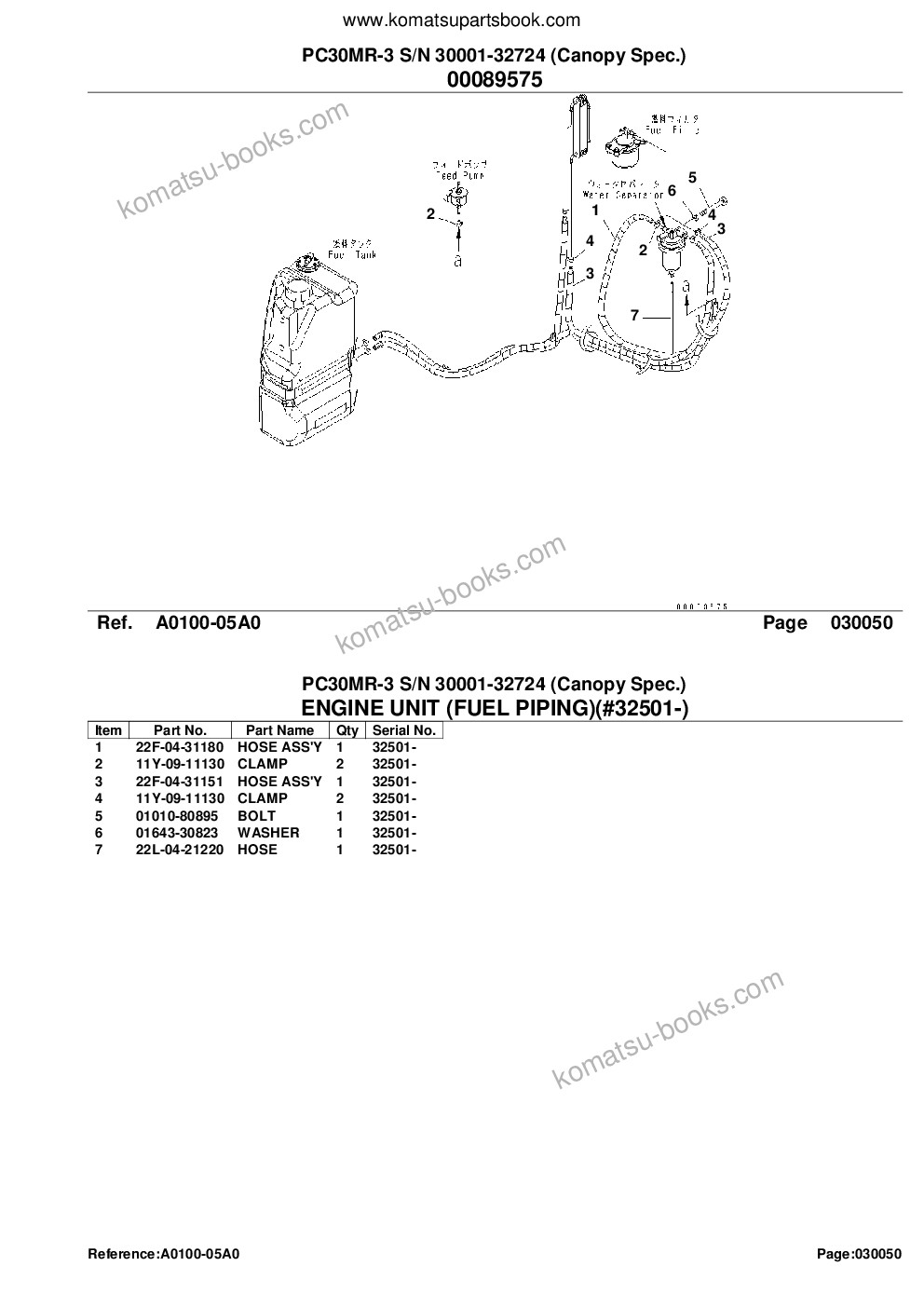 Komatsu pc30mr-3 s/n 30001-32724 canopy spec. Catálogo de piezas cover Page 7