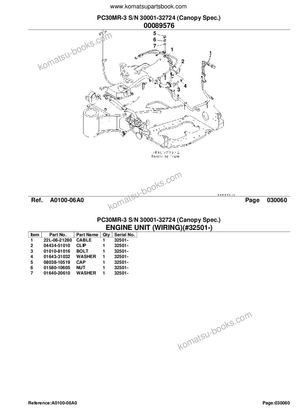 Komatsu pc30mr-3 s/n 30001-32724 canopy spec. Catálogo de piezas cover Page 8