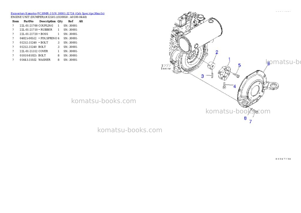 Komatsu PC30MR-3 S/N 30001-32724 (Cab Spec.) Parts catalog cover Page 4 Komatsu PC30MR-3 S/N 30001-32724 (Cab Spec.) Parts catalog cover Page 4