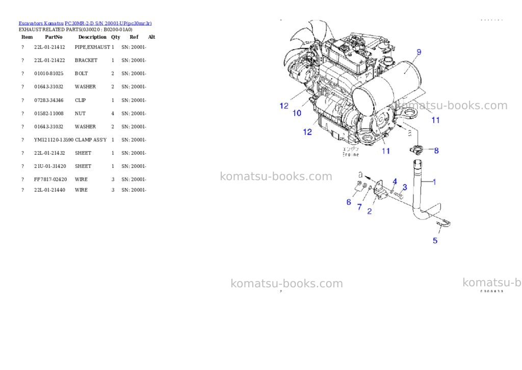 Komatsu pc30mr-2-d s/n 20001-up Parts catalog cover Komatsu pc30mr-2-d s/n 20001-up Parts catalog cover