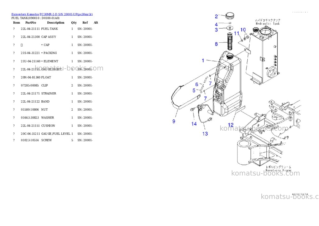 Komatsu pc30mr-2-d s/n 20001-up Parts catalog cover Page 8 Komatsu pc30mr-2-d s/n 20001-up Parts catalog cover Page 8