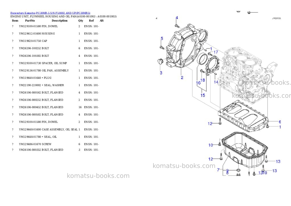 Komatsu pc30mr-5 s/n f50002 and up Parts catalog cover Page 2 Komatsu pc30mr-5 s/n f50002 and up Parts catalog cover Page 2