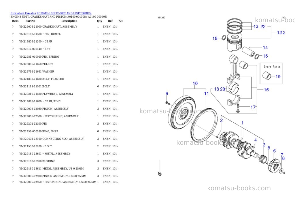 Komatsu pc30mr-5 s/n f50002 and up Parts catalog cover Page 7 Komatsu pc30mr-5 s/n f50002 and up Parts catalog cover Page 7