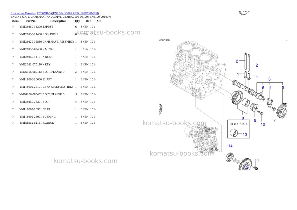 Komatsu pc30mr-5 jpn s/n 55067 and up Parts catalog cover Page 6 Komatsu pc30mr-5 jpn s/n 55067 and up Parts catalog cover Page 6