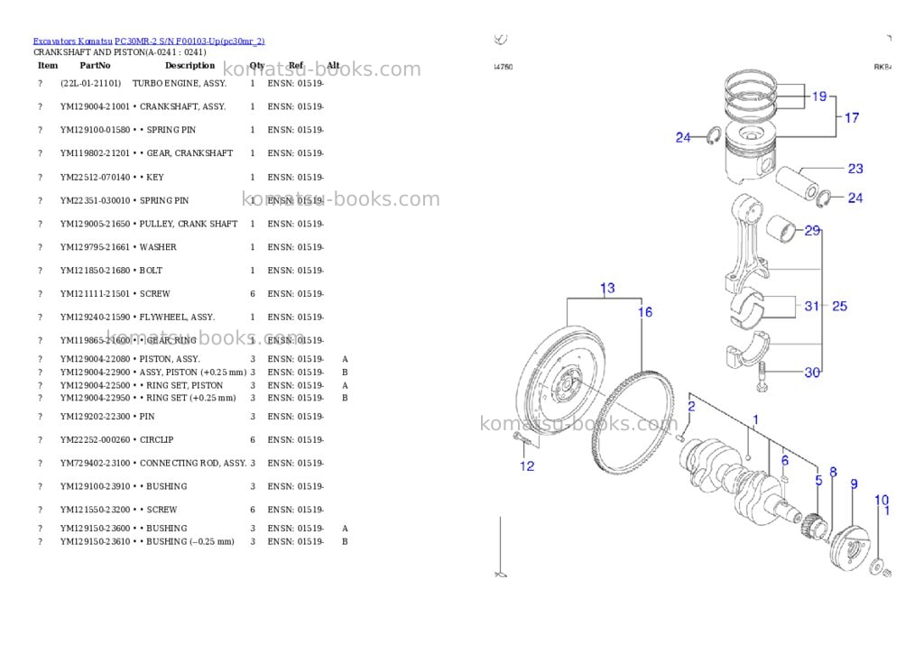 Komatsu pc30mr-2 s/n f00103-up Parts catalog cover Page 7