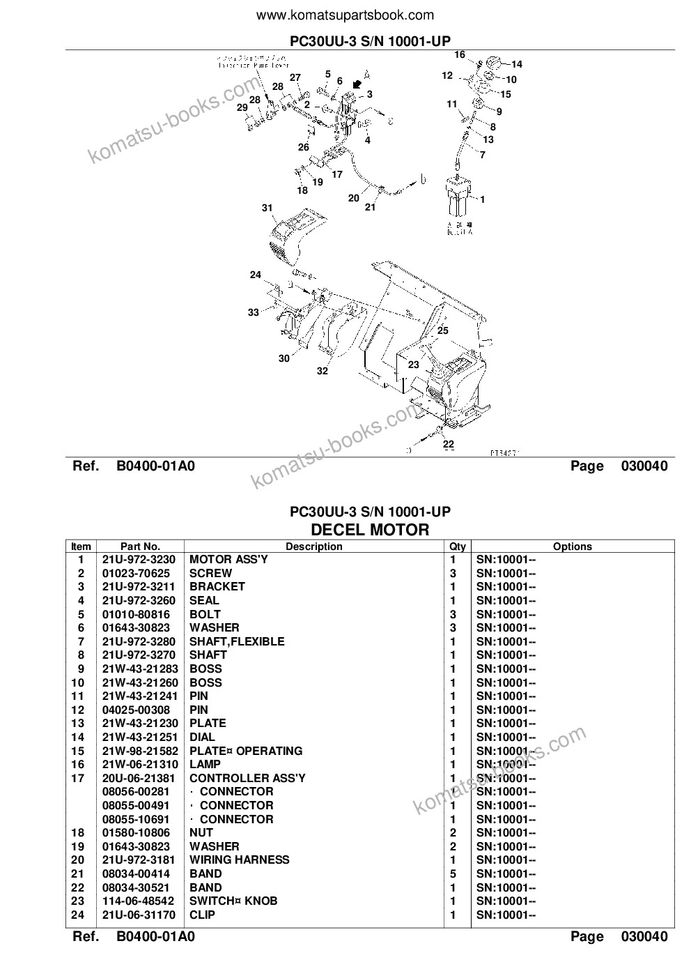 Komatsu pc30uu-3 s/n 10001-up Parts catalog cover Page 6 Komatsu pc30uu-3 s/n 10001-up Parts catalog cover Page 6