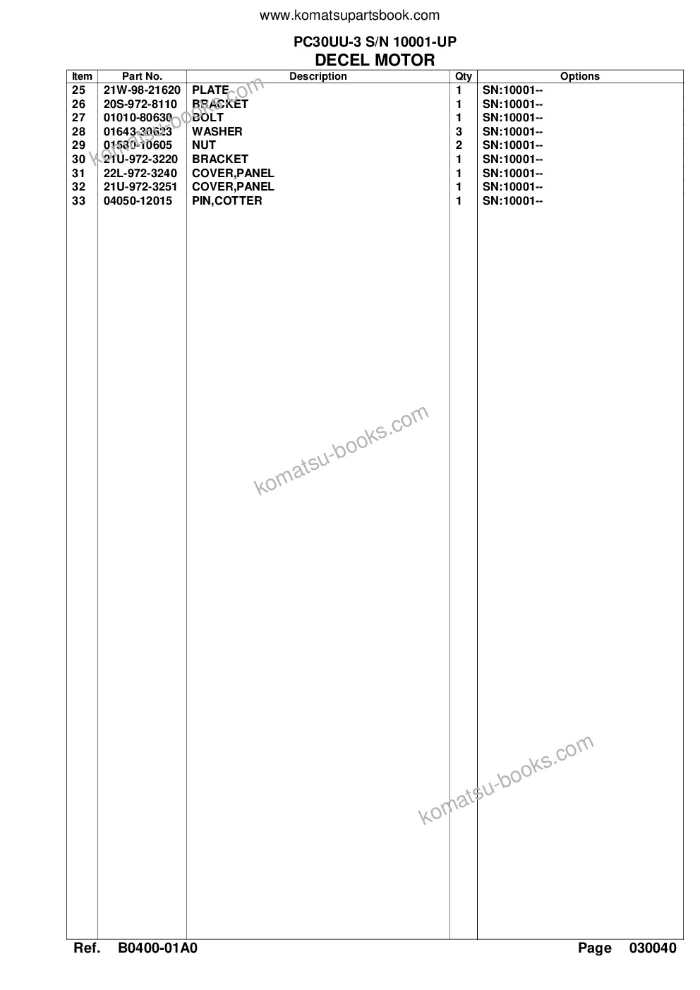 Komatsu pc30uu-3 s/n 10001-up Parts catalog cover Page 7 Komatsu pc30uu-3 s/n 10001-up Parts catalog cover Page 7