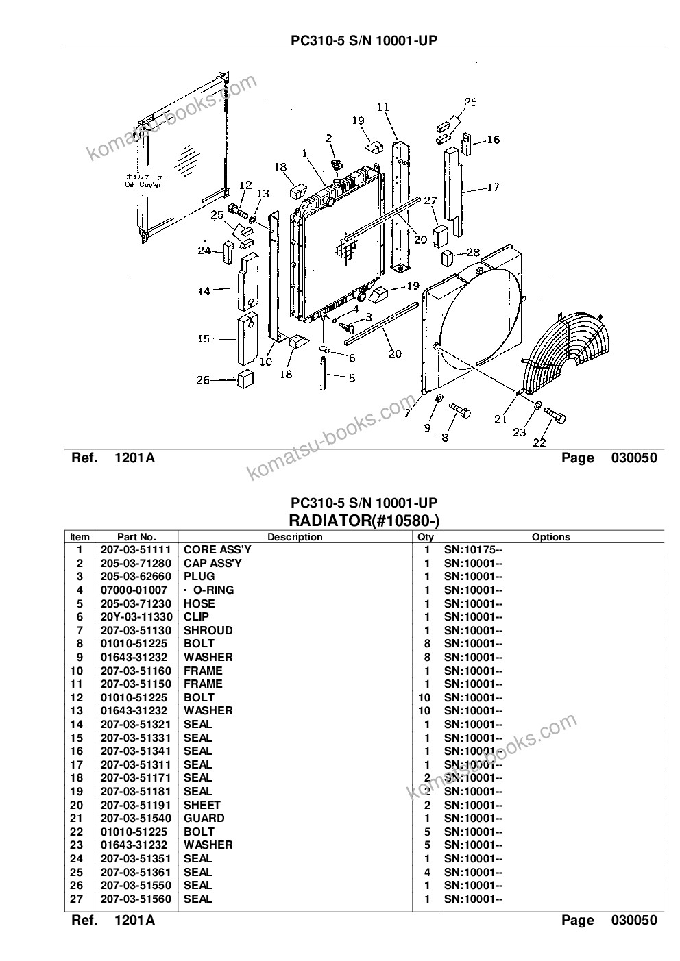 Komatsu pc310-5 s/n 10001-up Parts catalog cover Page 10