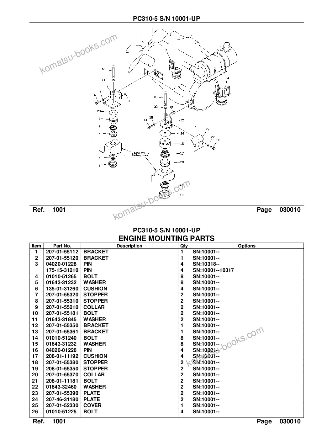 Komatsu pc310-5 s/n 10001-up Parts catalog cover Page 3