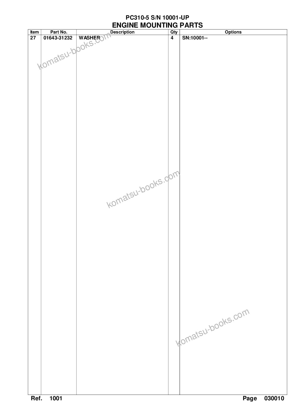 Komatsu pc310-5 s/n 10001-up Parts catalog cover Page 4