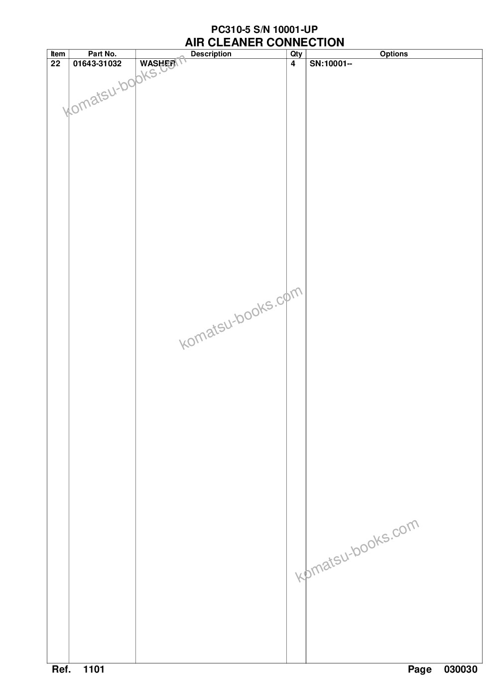 Komatsu pc310-5 s/n 10001-up Parts catalog cover Page 7