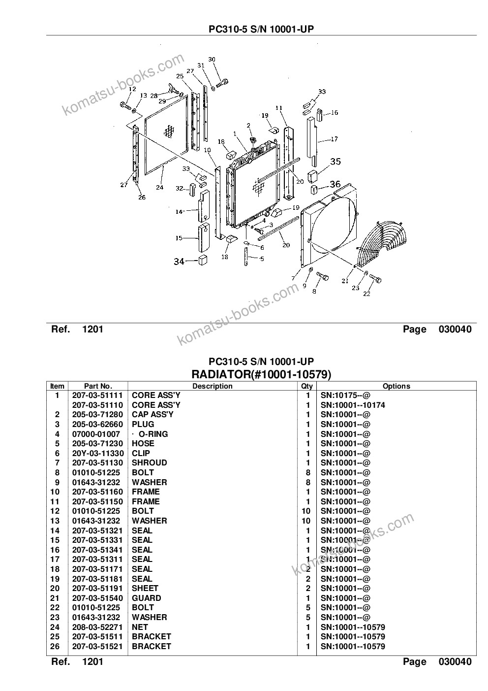 Komatsu pc310-5 s/n 10001-up Parts catalog cover Page 8