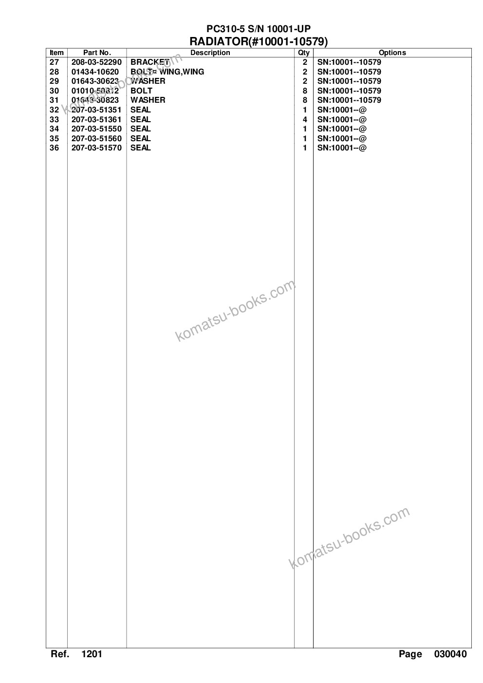 Komatsu pc310-5 s/n 10001-up Parts catalog cover Page 9