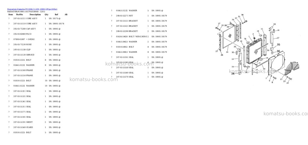 Komatsu pc310lc-5 s/n 10001-up Parts catalog cover Page 3