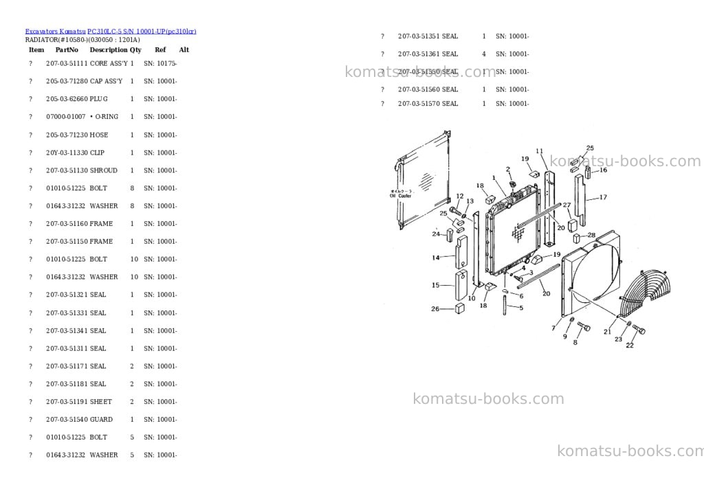Komatsu pc310lc-5 s/n 10001-up Parts catalog cover Page 4