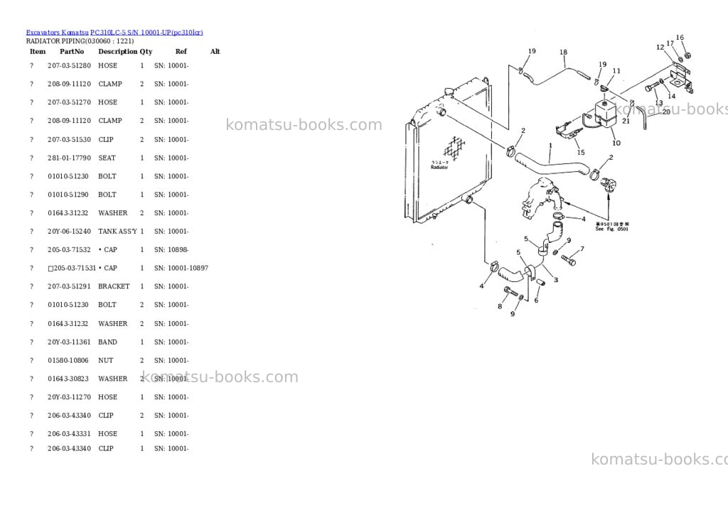 Komatsu pc310lc-5 s/n 10001-up Parts catalog cover Page 5