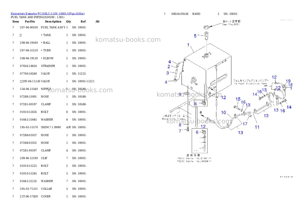 Komatsu pc310lc-5 s/n 10001-up Parts catalog cover Page 9