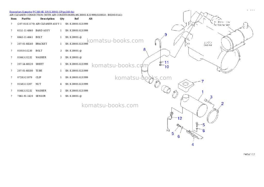 Komatsu pc340-6k s/n k30001-up Parts catalog cover Page 4 Komatsu pc340-6k s/n k30001-up Parts catalog cover Page 4