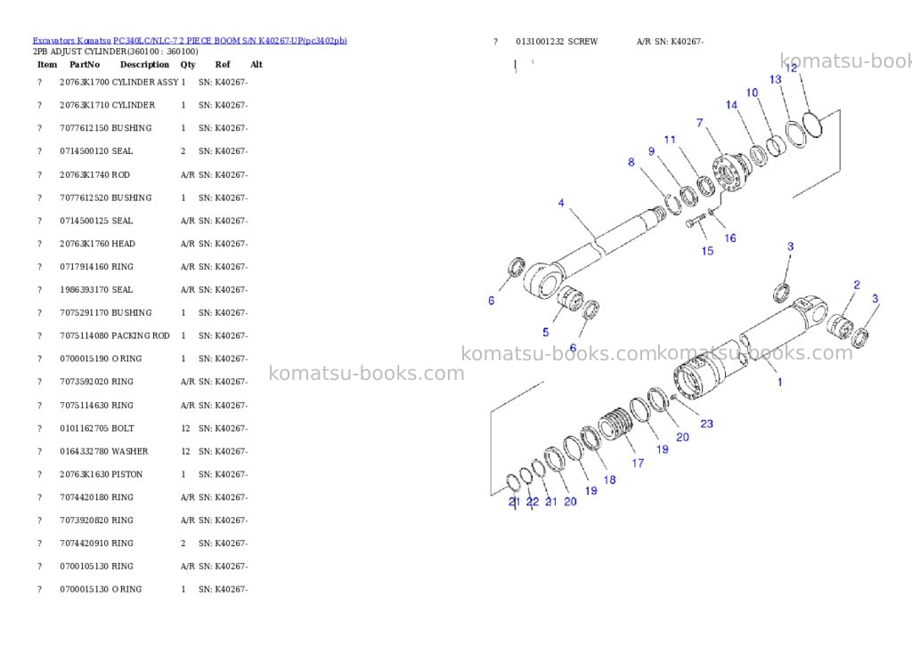 Komatsu pc340lc/nlc-7 2 piece boom s/n k40267-up Parts catalog cover Page 2