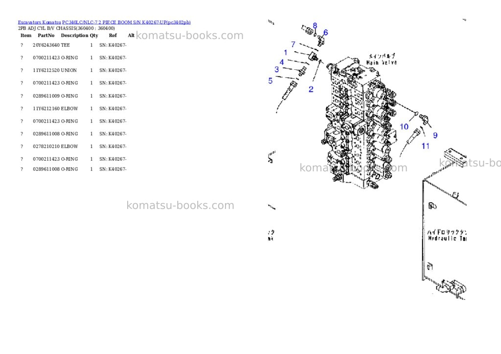 Komatsu pc340lc/nlc-7 2 piece boom s/n k40267-up Parts catalog cover Page 5