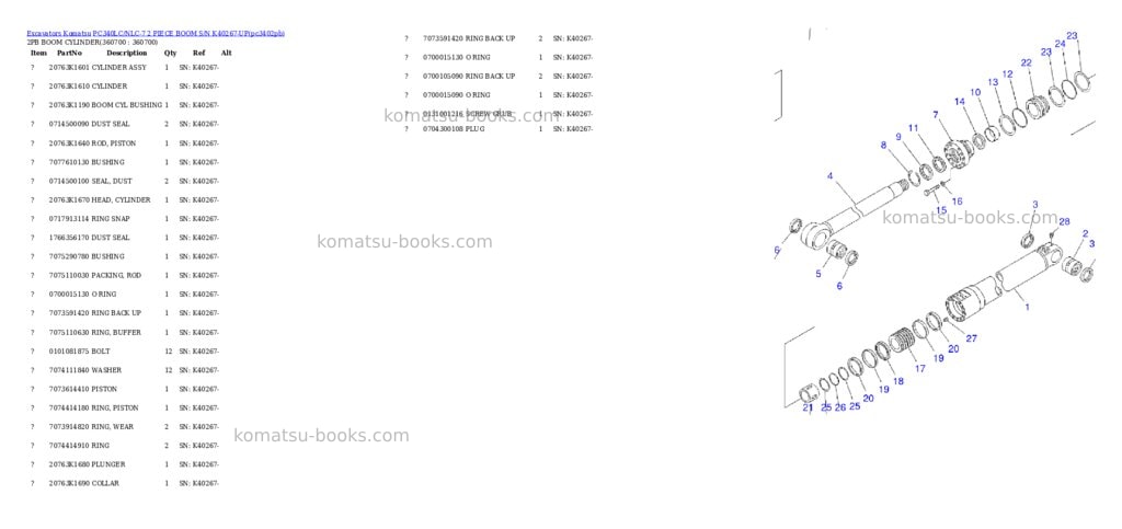 Komatsu pc340lc/nlc-7 2 piece boom s/n k40267-up Parts catalog cover Page 8