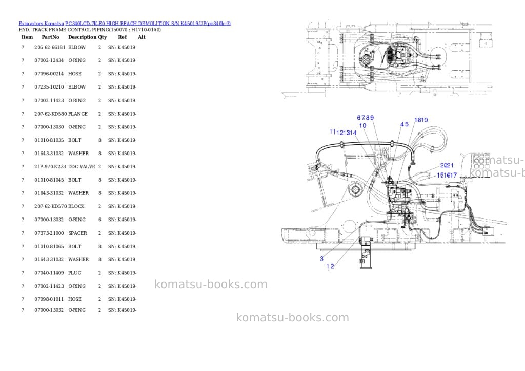 Komatsu pc340lcd-7k-e0 high reach demolition s/n k45019-up Parts catalog cover Page 9 Komatsu pc340lcd-7k-e0 high reach demolition s/n k45019-up Parts catalog cover Page 9