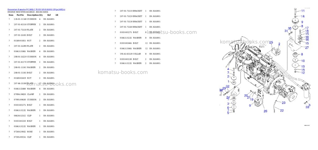 Komatsu pc340lc-7k-e0 s/n k45001-up Parts catalog cover Komatsu pc340lc-7k-e0 s/n k45001-up Parts catalog cover