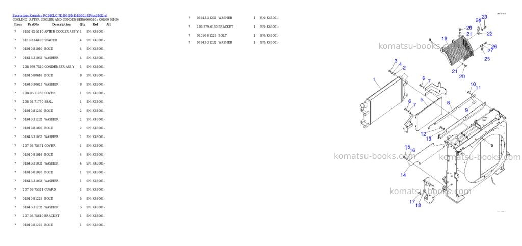 Komatsu pc340lc-7k-e0 s/n k45001-up Parts catalog cover Page 6 Komatsu pc340lc-7k-e0 s/n k45001-up Parts catalog cover Page 6