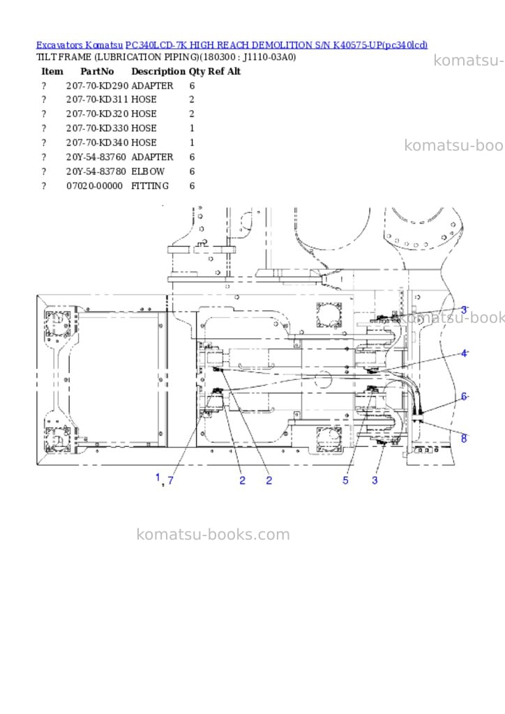 Komatsu pc340lcd-7k high reach demolition s/n k40575-up Parts catalog cover Page 4