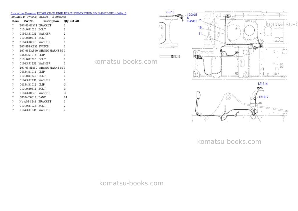 Komatsu pc340lcd-7k high reach demolition s/n k40575-up Parts catalog cover Page 6