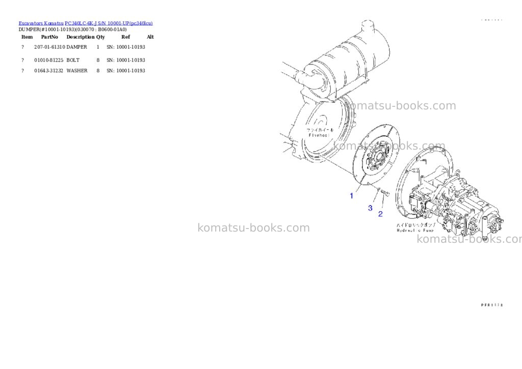 Komatsu pc340lc-6k-j s/n 10001-up Parts catalog cover Page 7 Komatsu pc340lc-6k-j s/n 10001-up Parts catalog cover Page 7