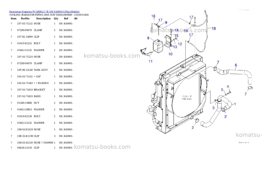 Komatsu pc340nlc-7k s/n k40001-up Parts catalog cover Page 10