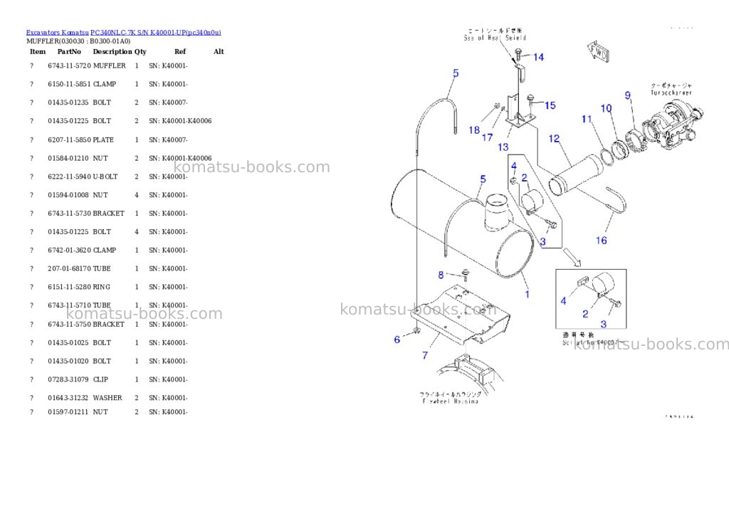 Komatsu pc340nlc-7k s/n k40001-up Parts catalog cover Page 2