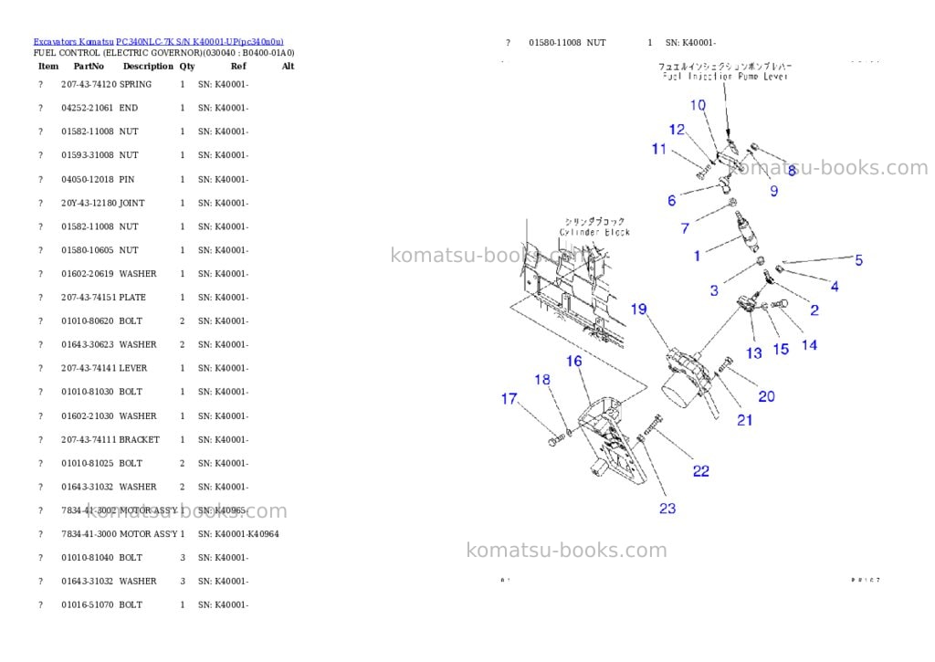 Komatsu pc340nlc-7k s/n k40001-up Parts catalog cover Page 3