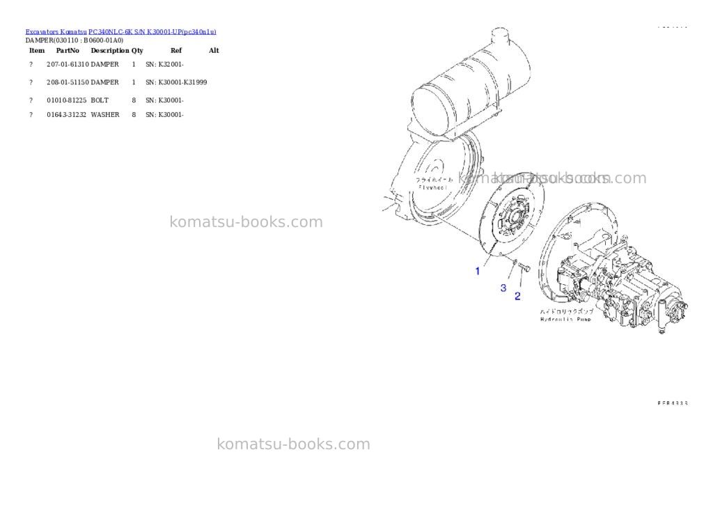 Komatsu pc340nlc-6k s/n k30001-up Parts catalog cover Page 10