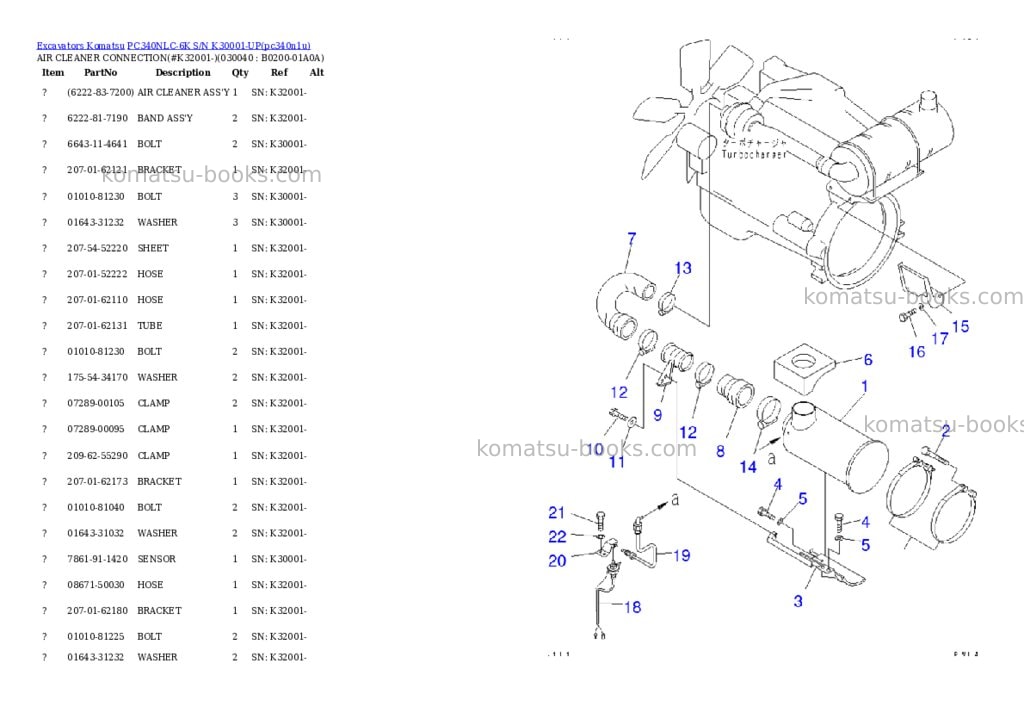 Komatsu pc340nlc-6k s/n k30001-up Parts catalog cover Page 3