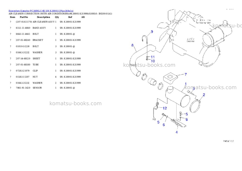 Komatsu pc340nlc-6k s/n k30001-up Parts catalog cover Page 4