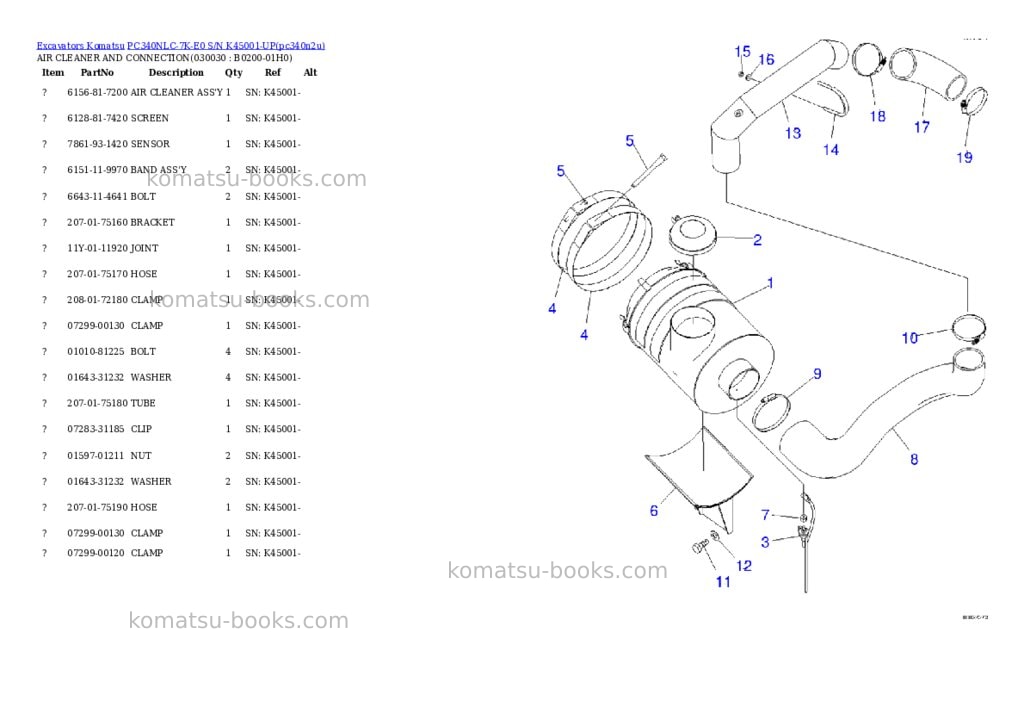 Komatsu pc340nlc-7k-e0 s/n k45001-up Parts catalog cover Page 2 Komatsu pc340nlc-7k-e0 s/n k45001-up Parts catalog cover Page 2