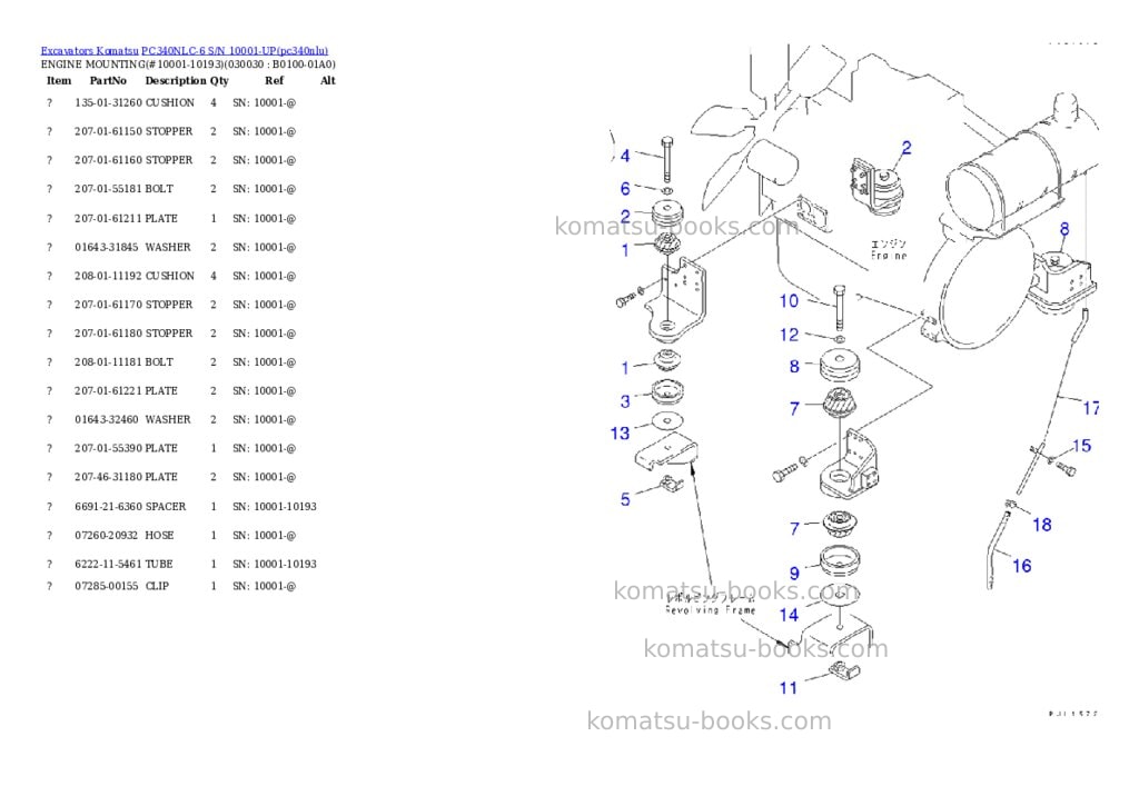 Komatsu pc340nlc-6 s/n 10001-up Parts catalog cover Page 2
