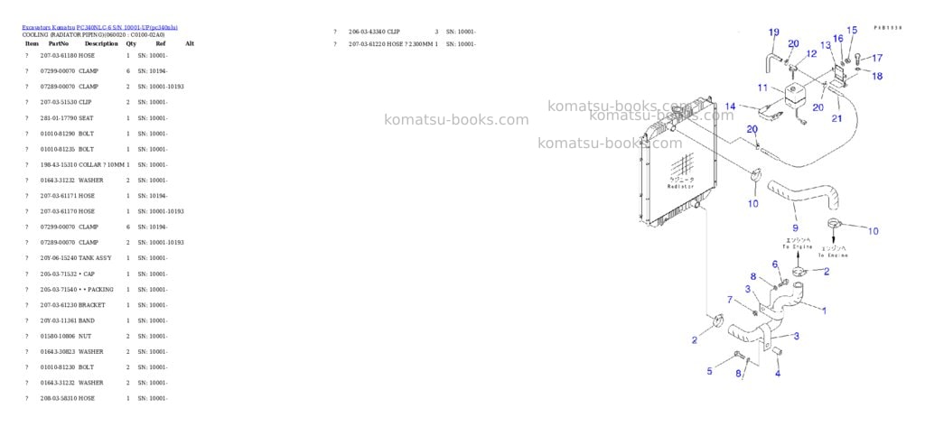 Komatsu pc340nlc-6 s/n 10001-up Parts catalog cover Page 8